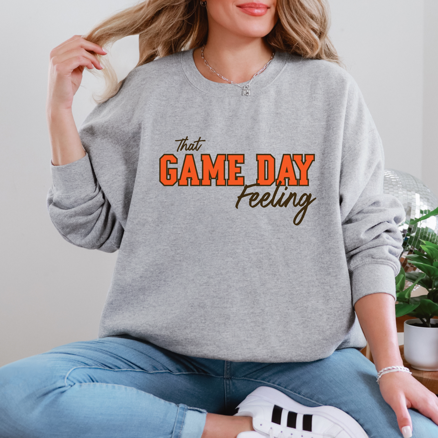 Game Day Feeling Sweatshirt - ORANGE/BROWN