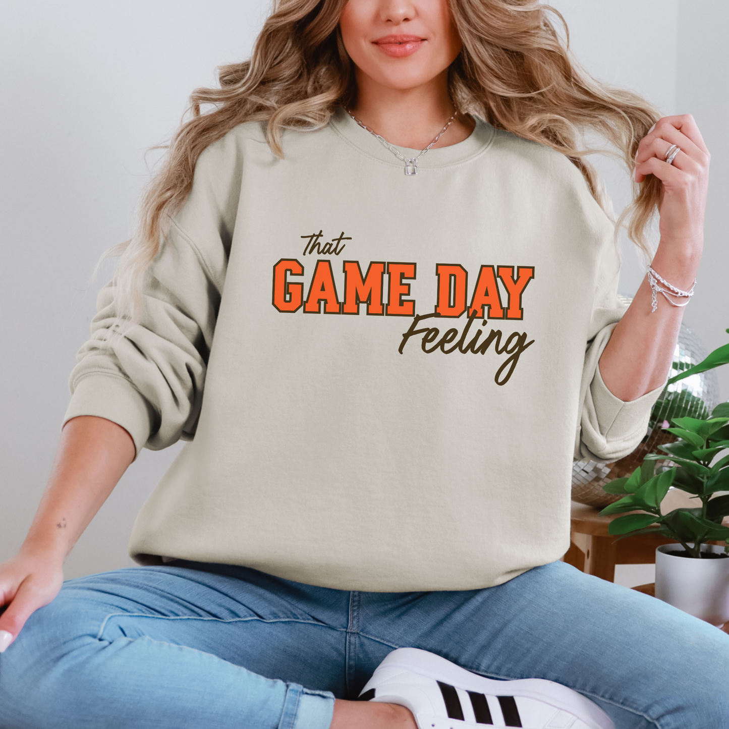 Game Day Feeling Sweatshirt - ORANGE/BROWN