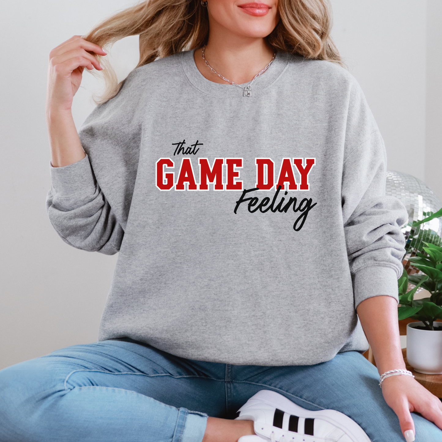 Game Day Feeling Sweatshirt - RED/BLACK