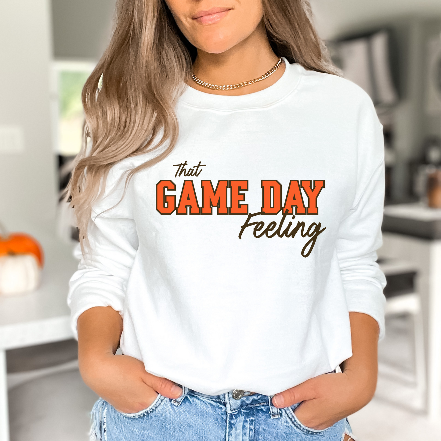 Game Day Feeling Sweatshirt - ORANGE/BROWN