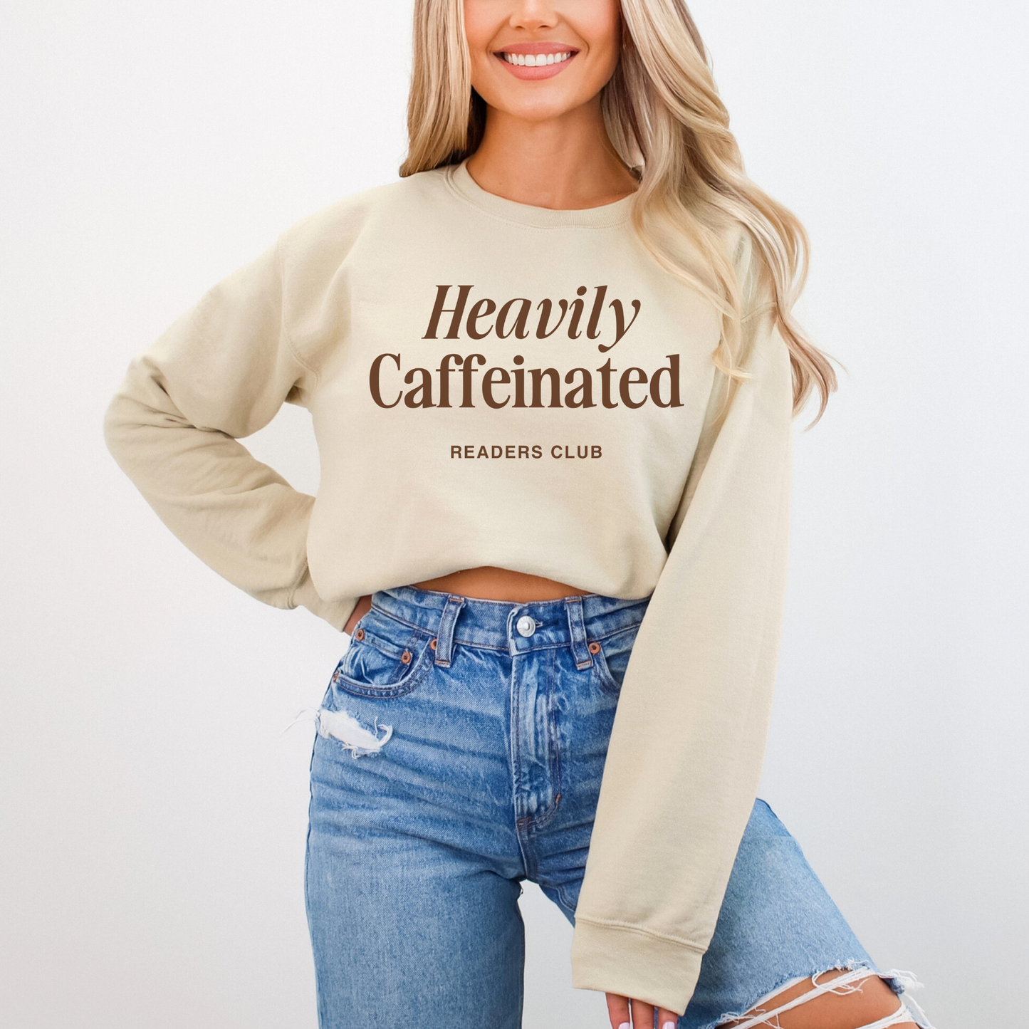 Heavily Caffeinated Sweatshirt - WHITE/SAND