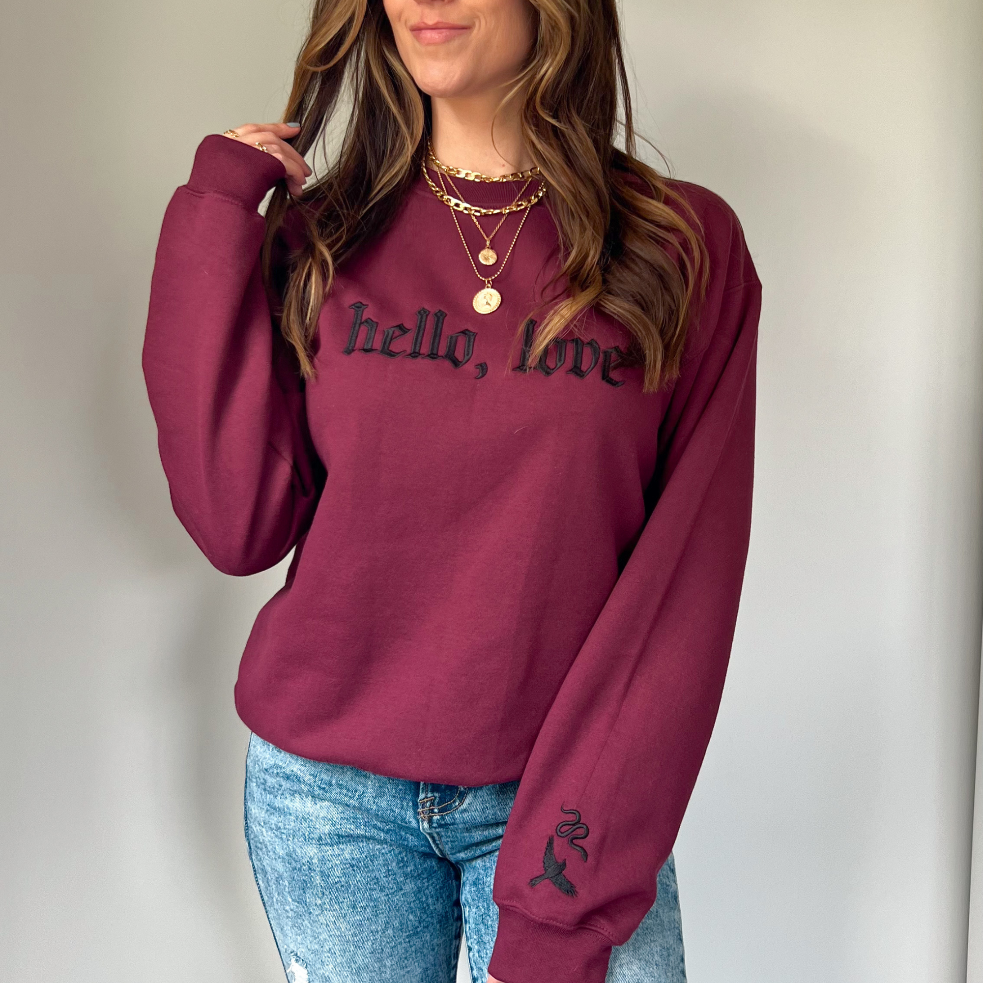 Hello, Love Embroidered Sweatshirt