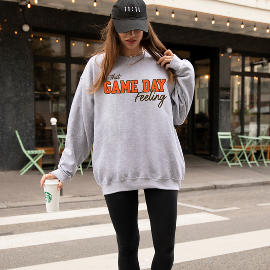 Game Day Feeling Sweatshirt - ORANGE/BROWN