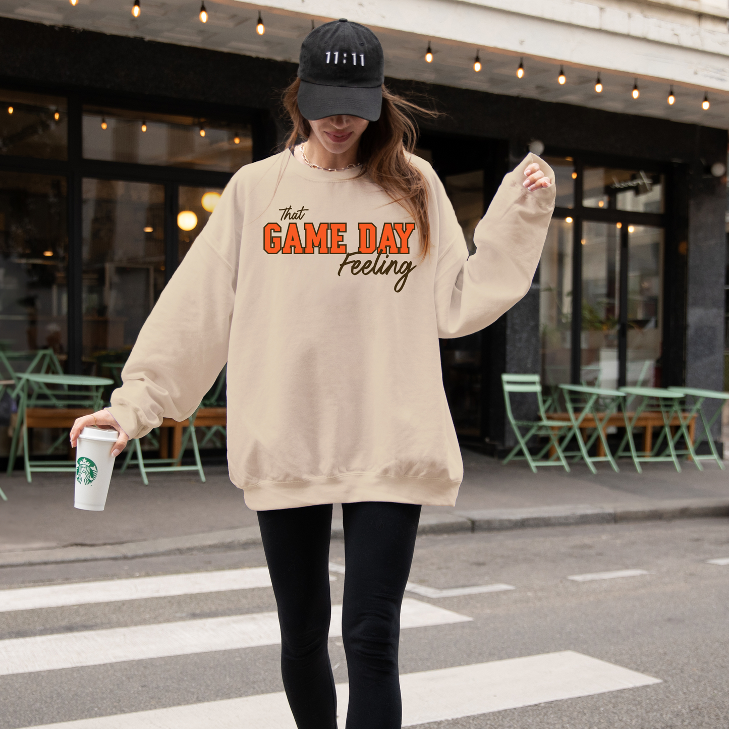 Game Day Feeling Sweatshirt - ORANGE/BROWN