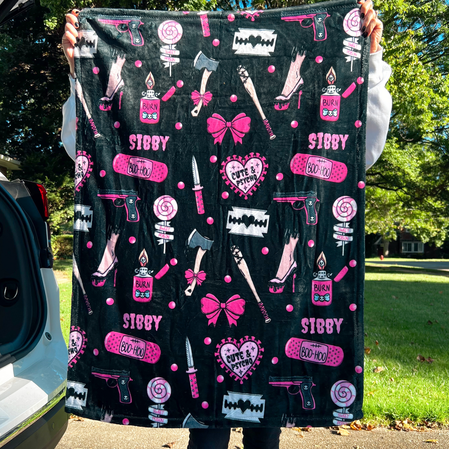 Sibby's Favorite Things - Minky Blanket - 30" x 40" - BLACK