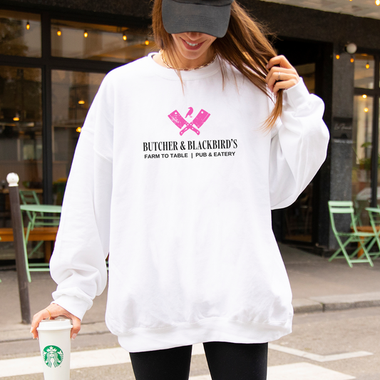 Butcher & Blackbird's Restaurant Sweatshirt - WHITE/ASH