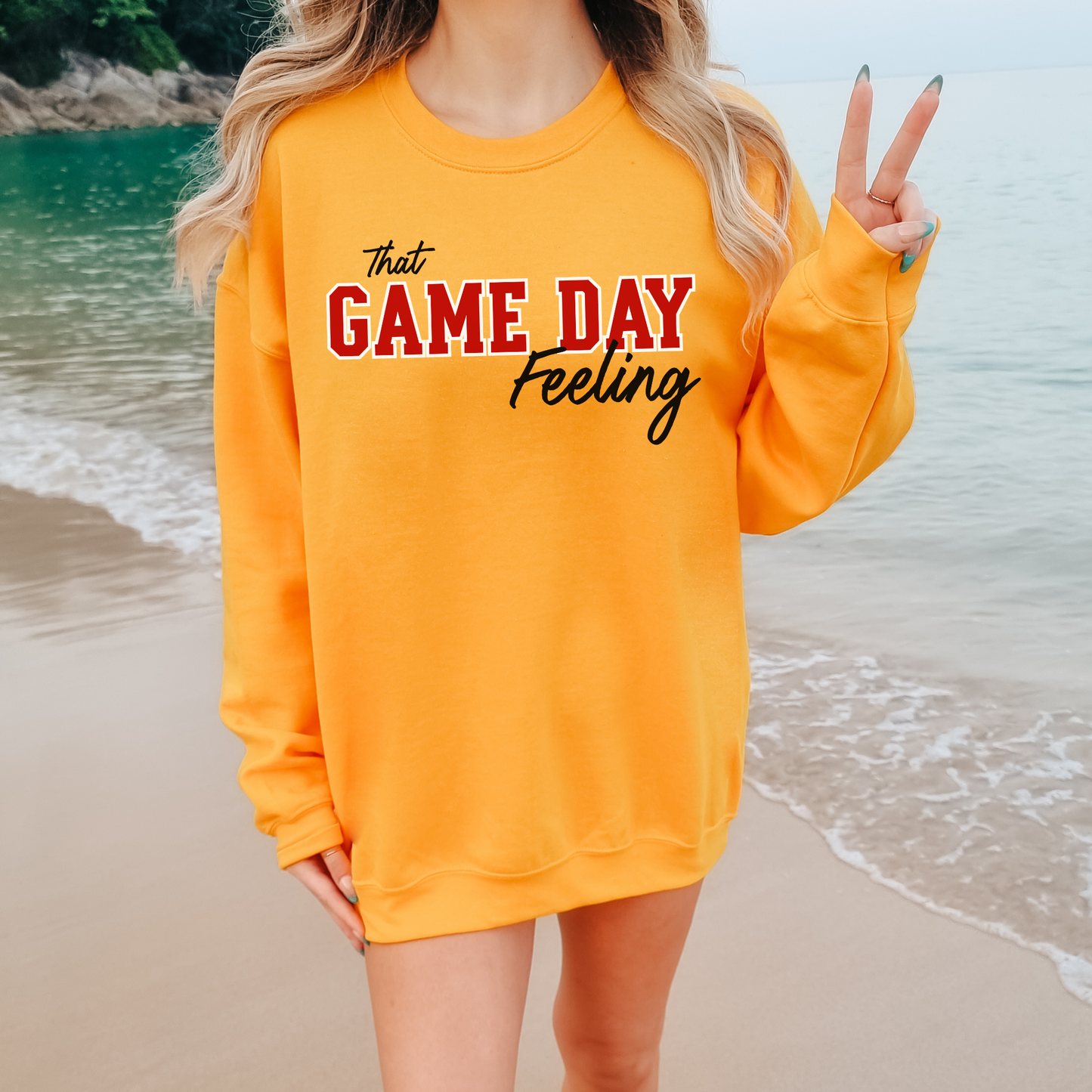 Game Day Feeling Sweatshirt - RED/BLACK