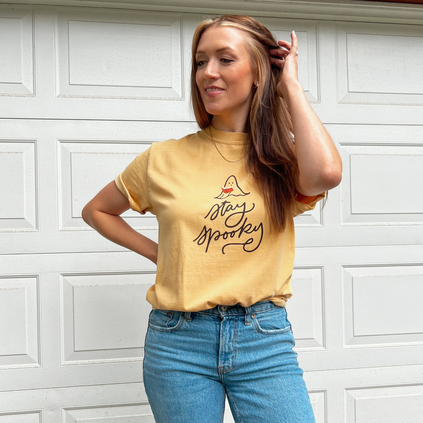 Stay Spooky Tee - MUSTARD/BLOSSOM