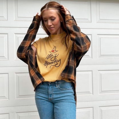 Stay Spooky Tee - MUSTARD/BLOSSOM