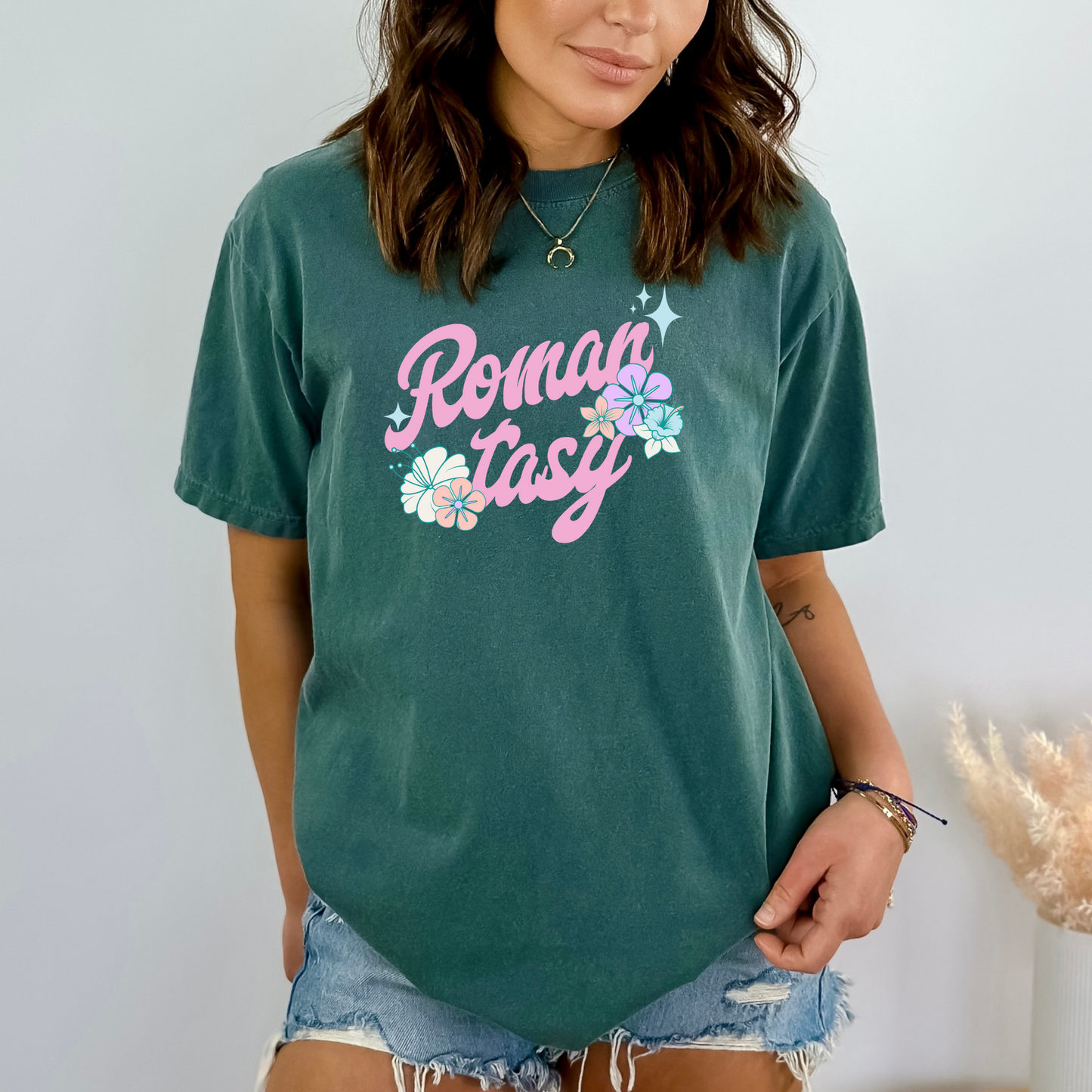 Romantasy Tee - BLACK/BLUE SPRUCE