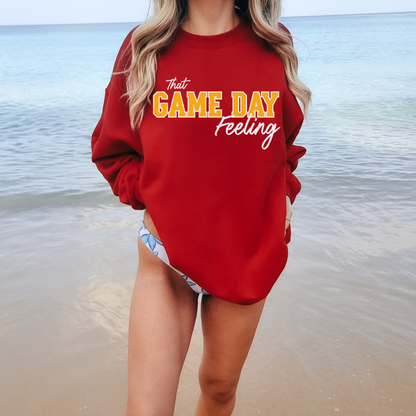 Game Day Feeling Sweatshirt - GOLD/WHITE