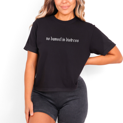 No Damsel in Distress Cropped Tee