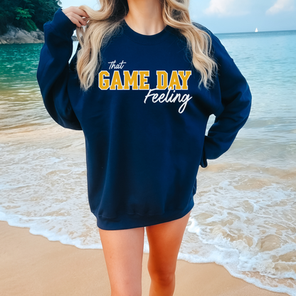 Game Day Feeling Sweatshirt - GOLD/WHITE