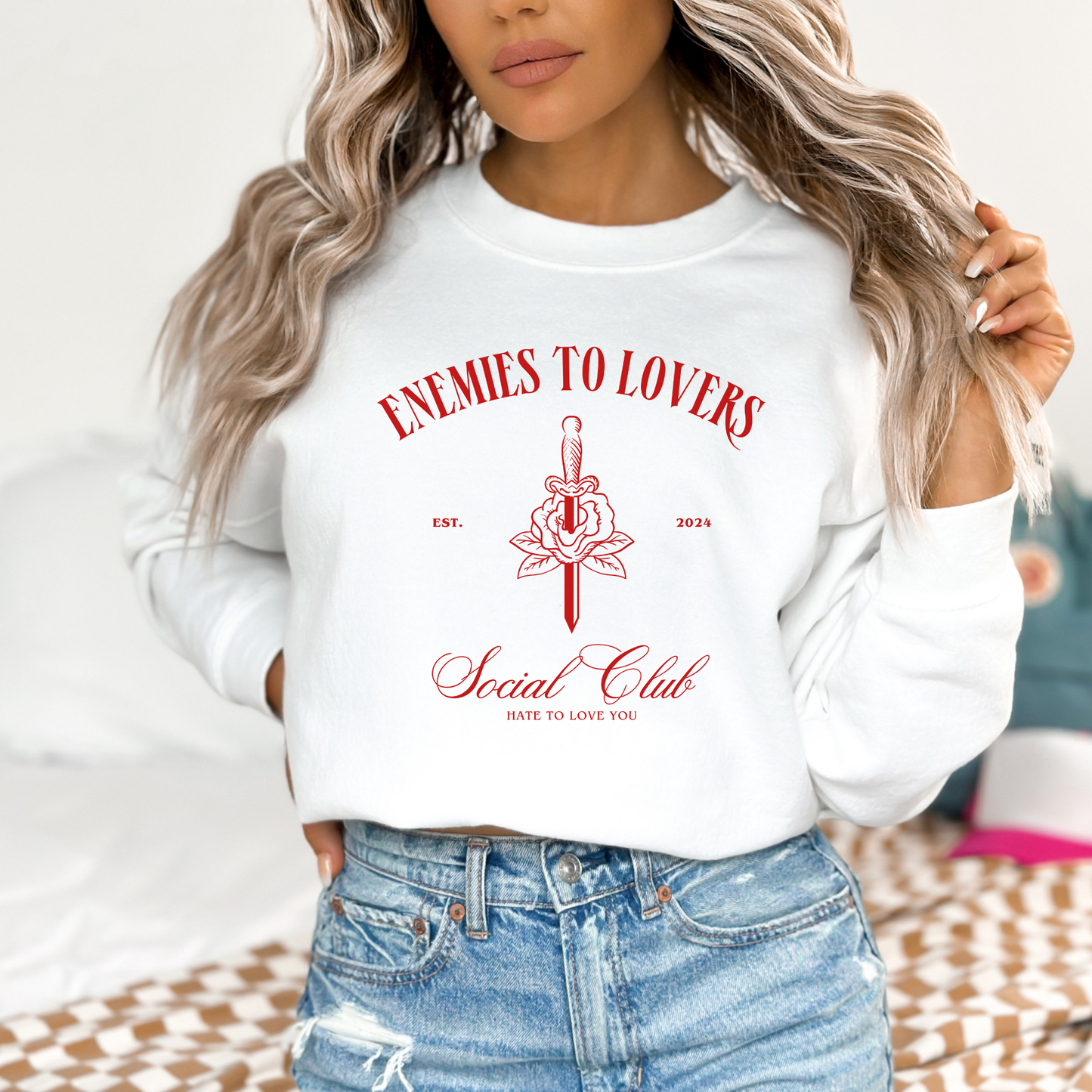 Enemies To Lovers Social Club Sweatshirt - GREY/WHITE