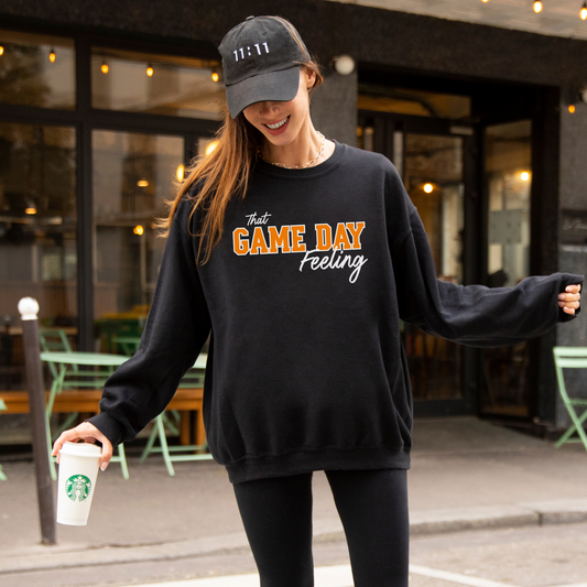 Game Day Feeling Sweatshirt - ORANGE/WHITE