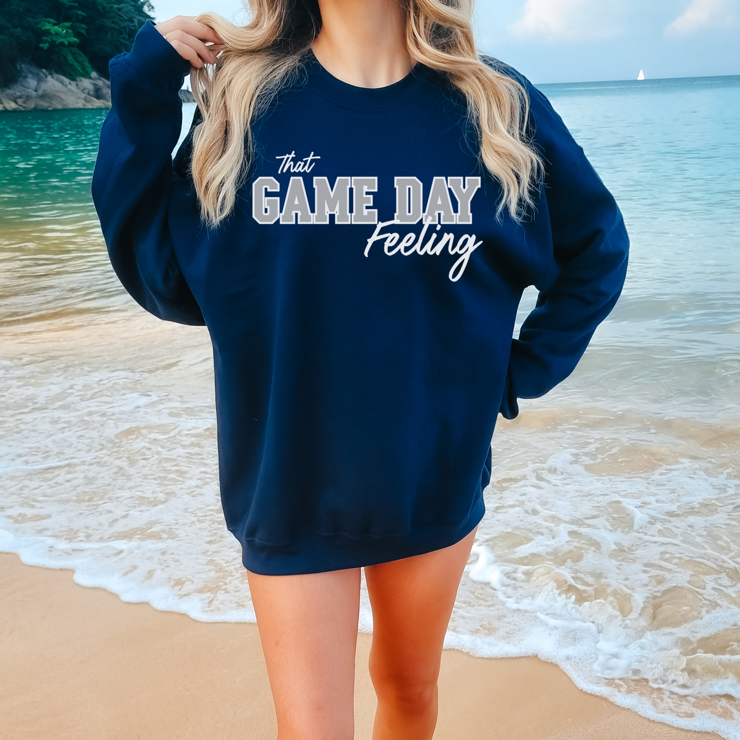 Game Day Feeling Sweatshirt - SILVER/WHITE