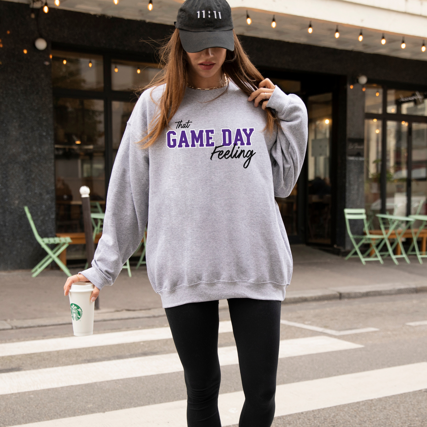 Game Day Feeling Sweatshirt - PURPLE/WHITE