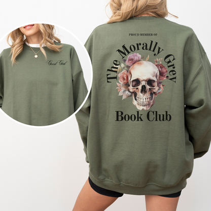 Morally Grey Book Club Sweatshirt - WHITE/BLOSSOM/GREEN/ASH