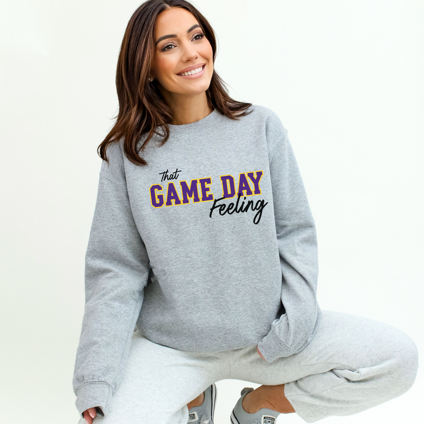 Game Day Feeling Sweatshirt - PURPLE/GOLD