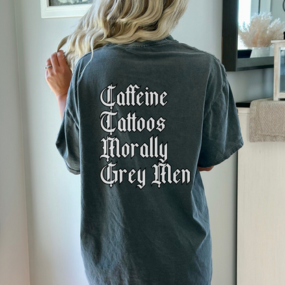 Caffeine Tattoos Morally Grey Men Tee