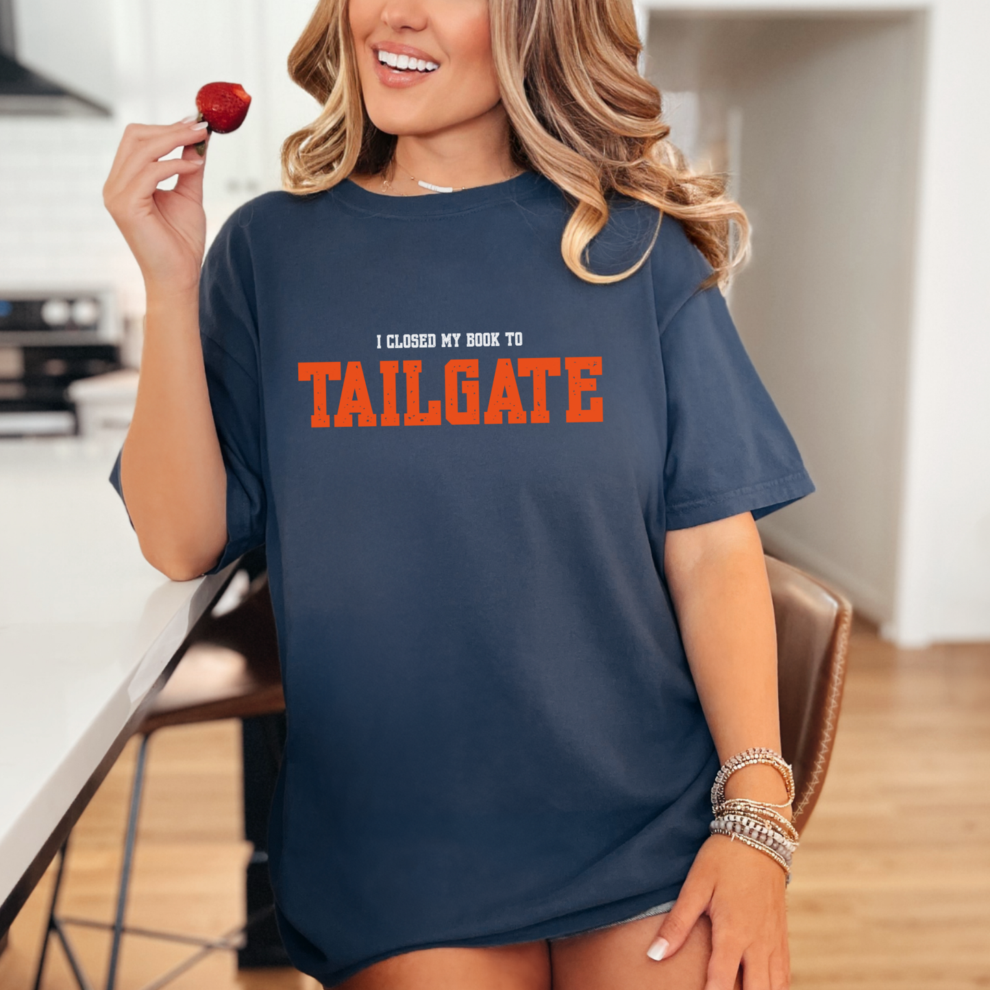 Closed My Book To Tailgate Tee - ORANGE