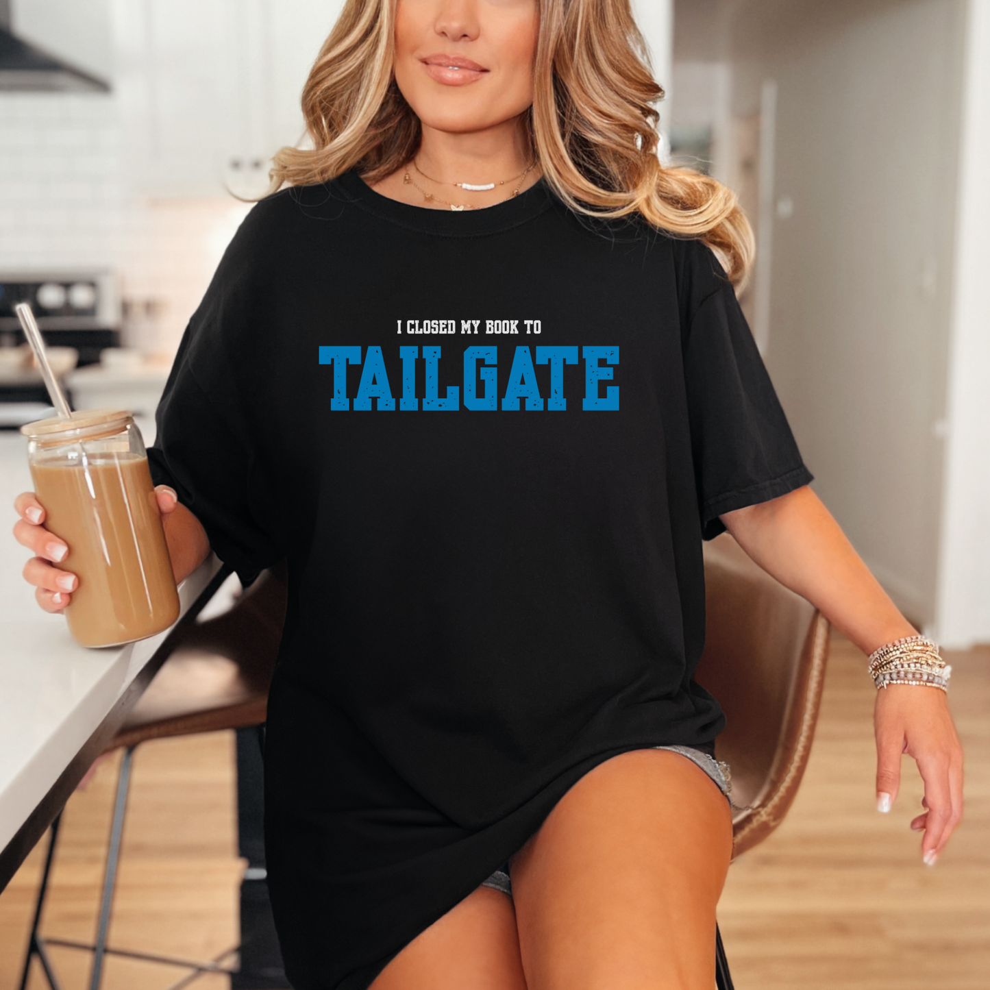 Closed My Book To Tailgate Tee - BLUE