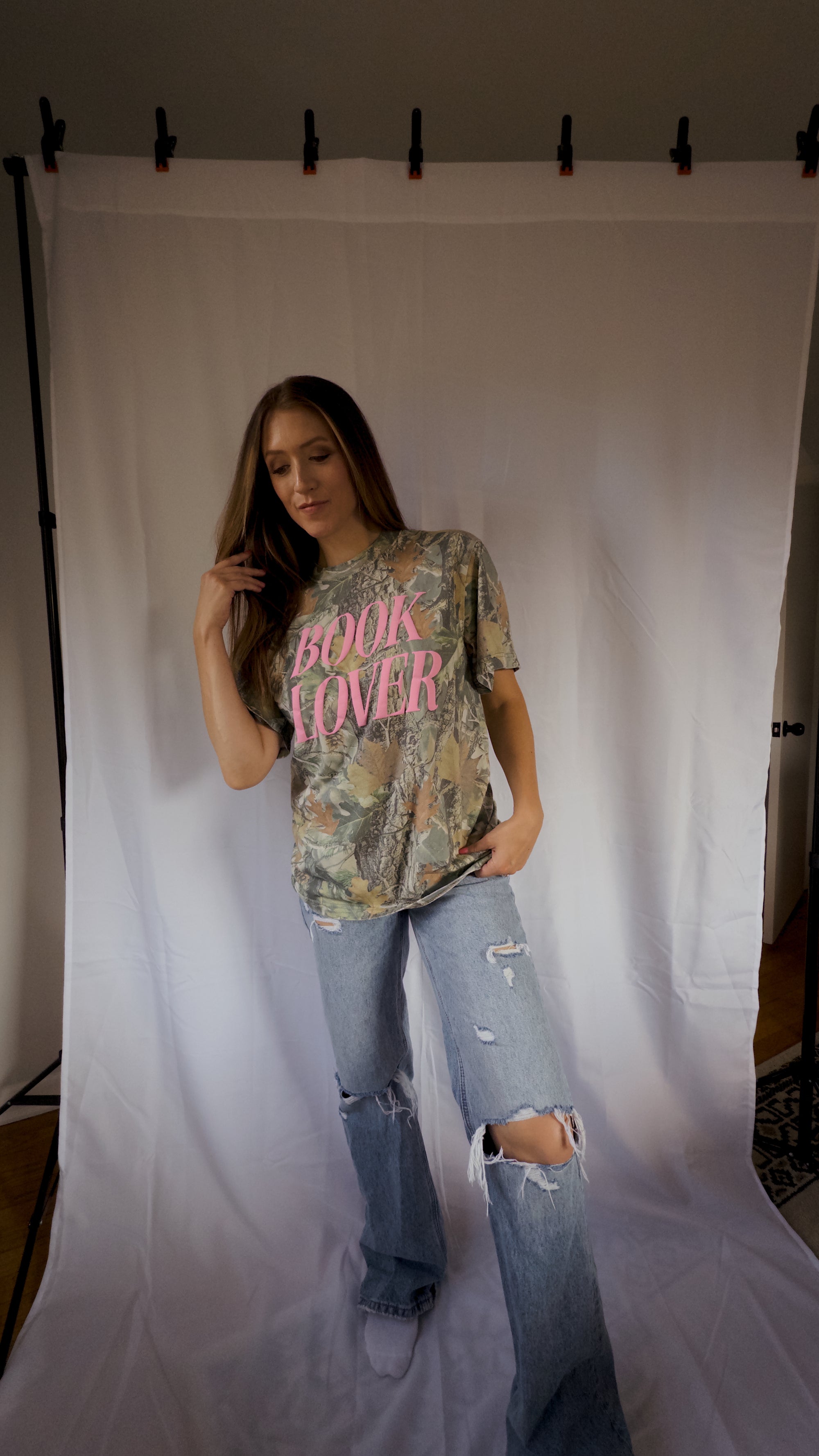 Book Lover Vintage Camo Tee