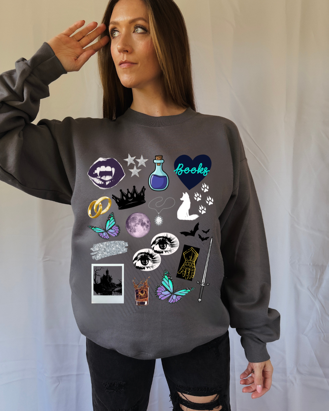 Dark Romantasy Moodboard Crewneck - DOORBUSTER