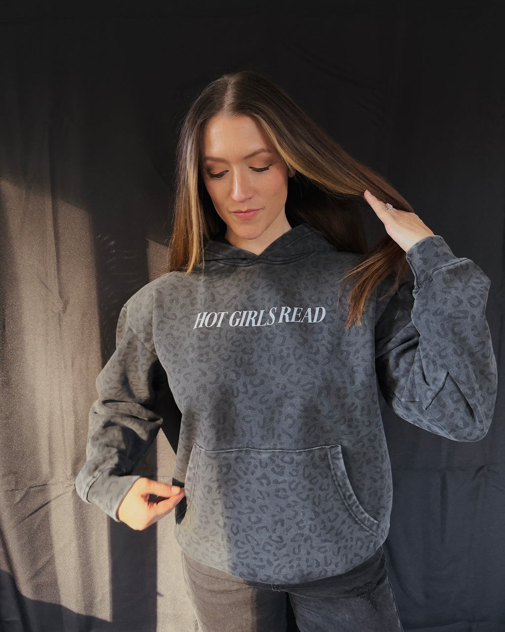 Hot Girls Read Midnight Leopard Hoodie