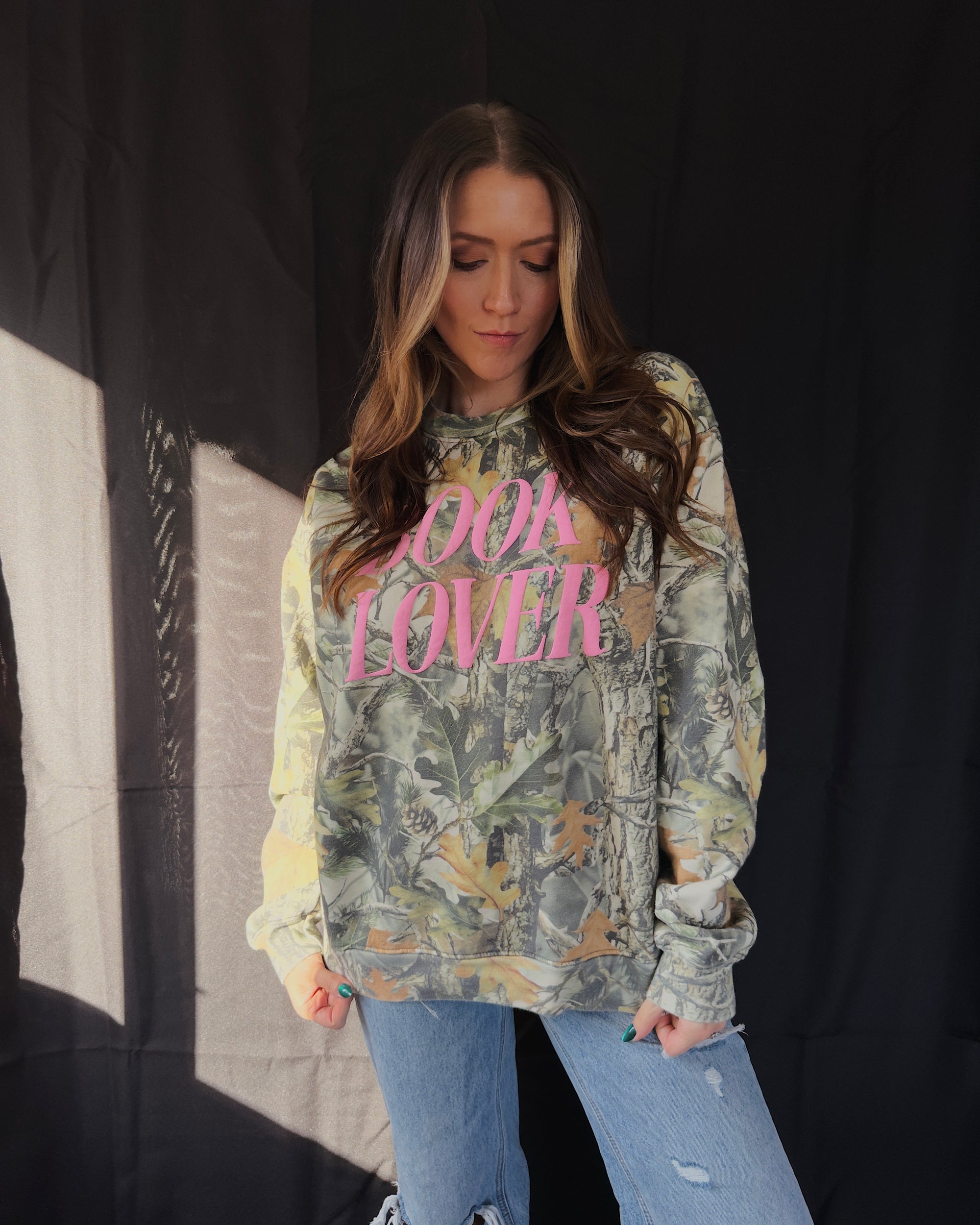 Book Lover Vintage Camo Crewneck