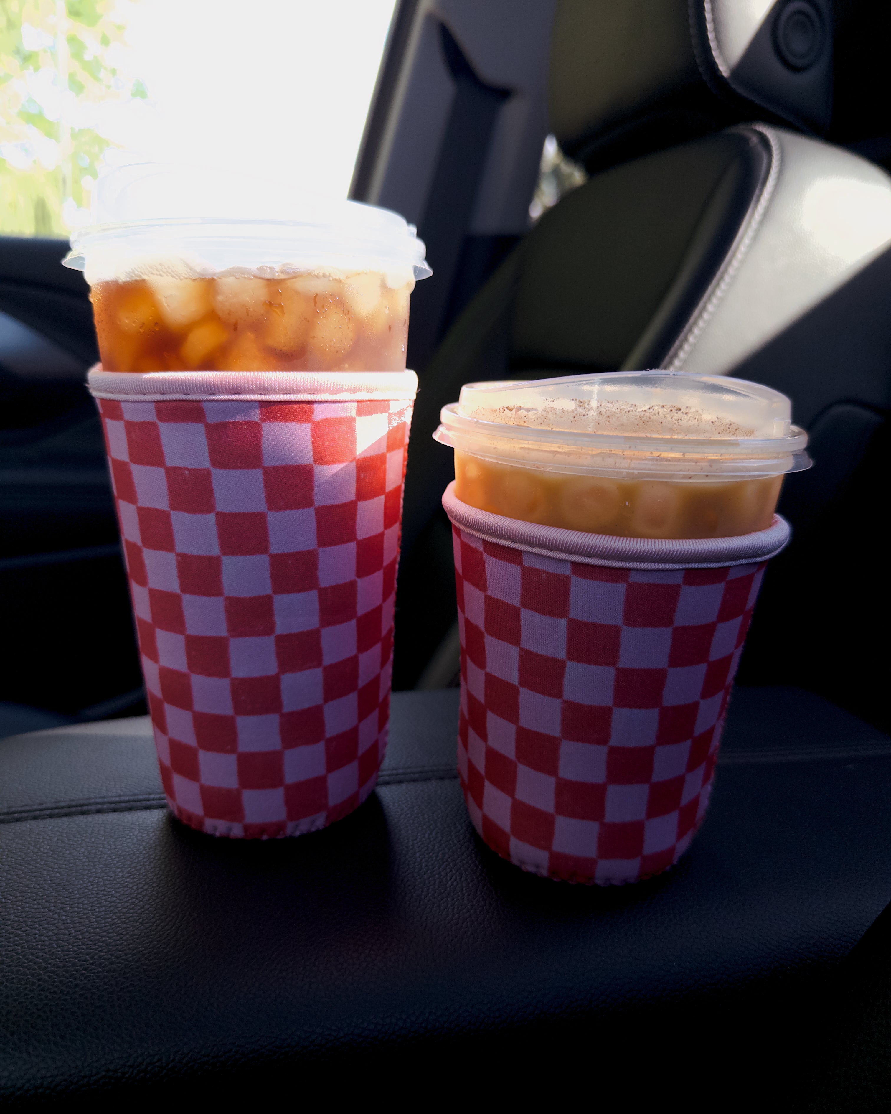 Pink/Orange Gingham Drink Sleeve