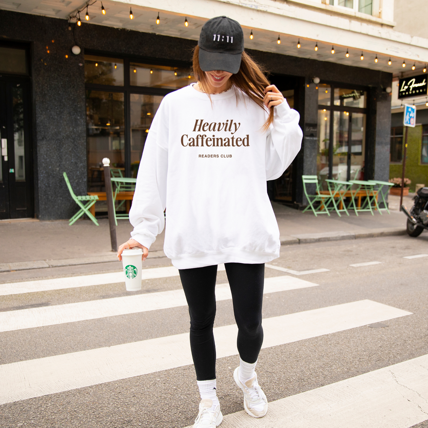 Heavily Caffeinated Sweatshirt - WHITE/SAND