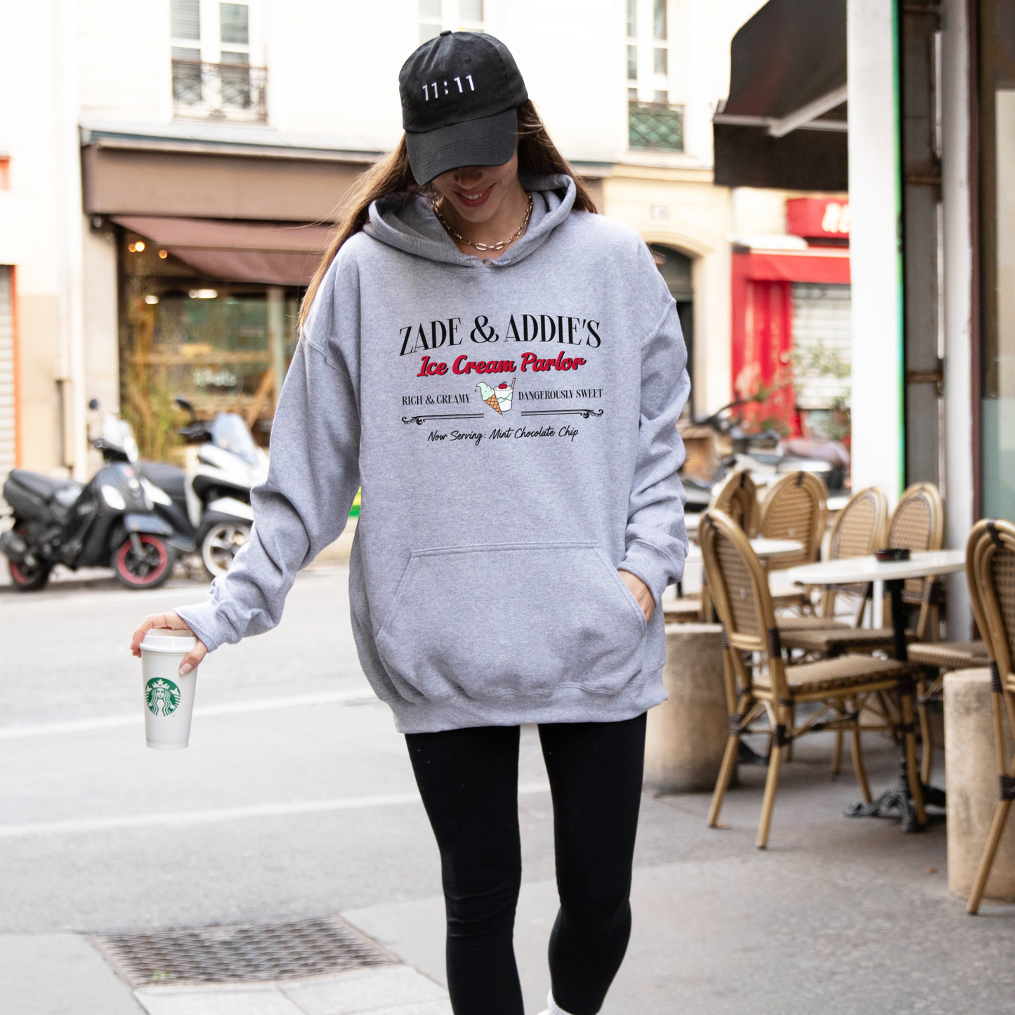 Zade & Addie's Ice Cream Parlor Hoodie - GREY/WHITE