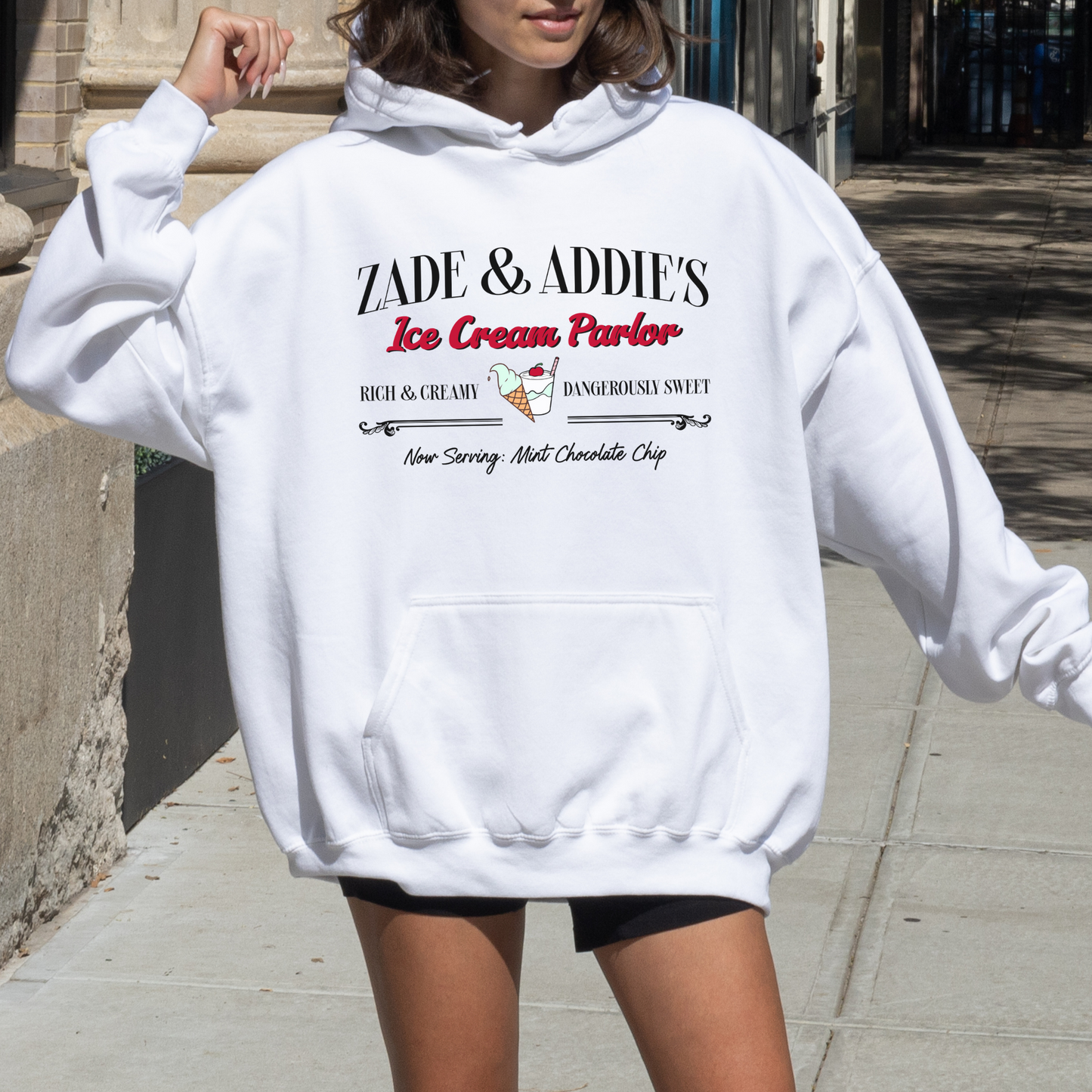 Zade & Addie's Ice Cream Parlor Hoodie - GREY/WHITE