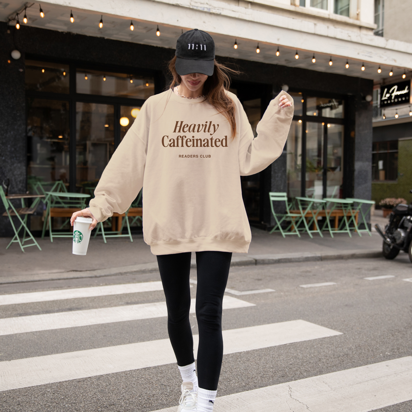 Heavily Caffeinated Sweatshirt - WHITE/SAND