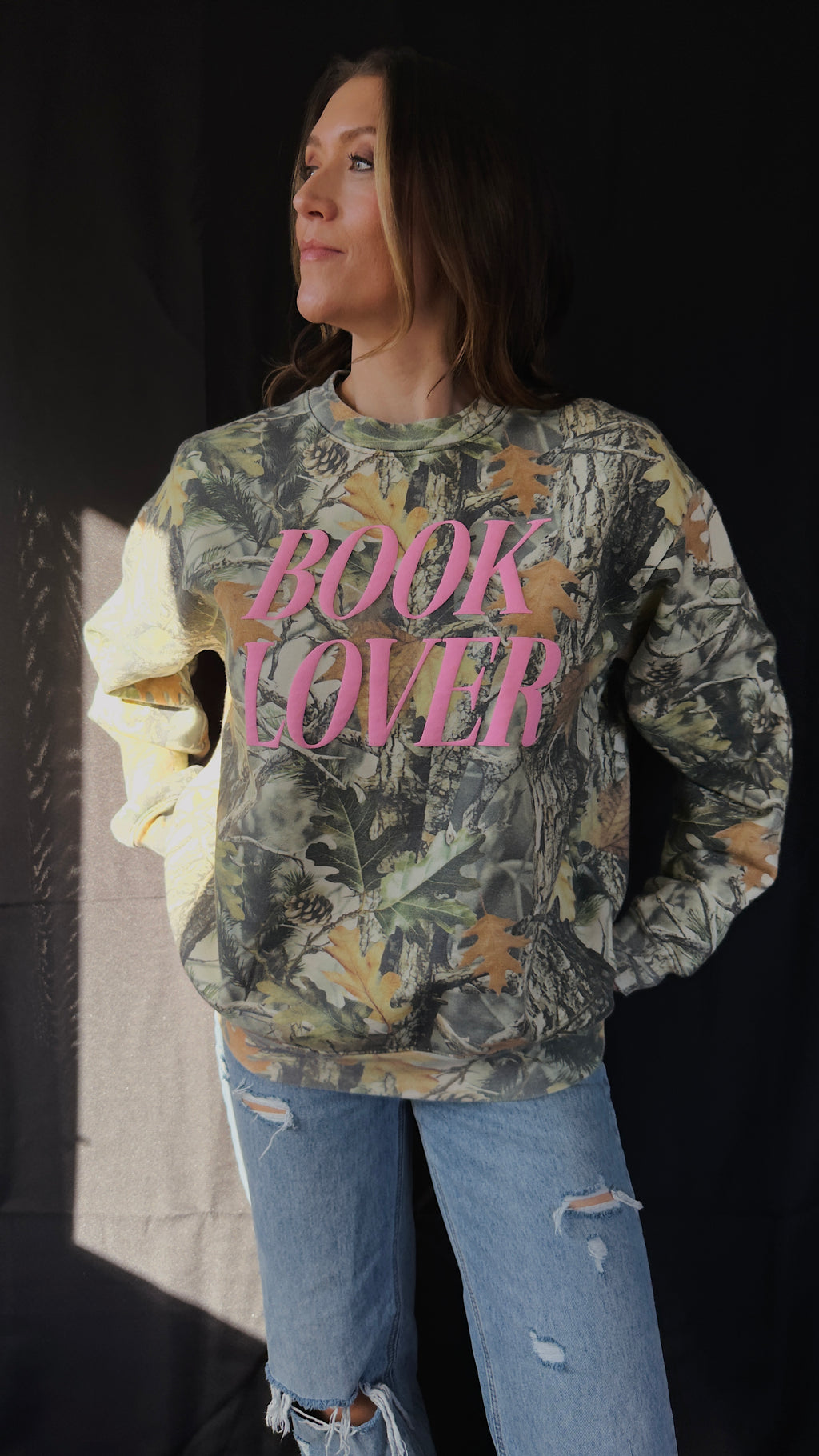 Book Lover Vintage Camo Crewneck