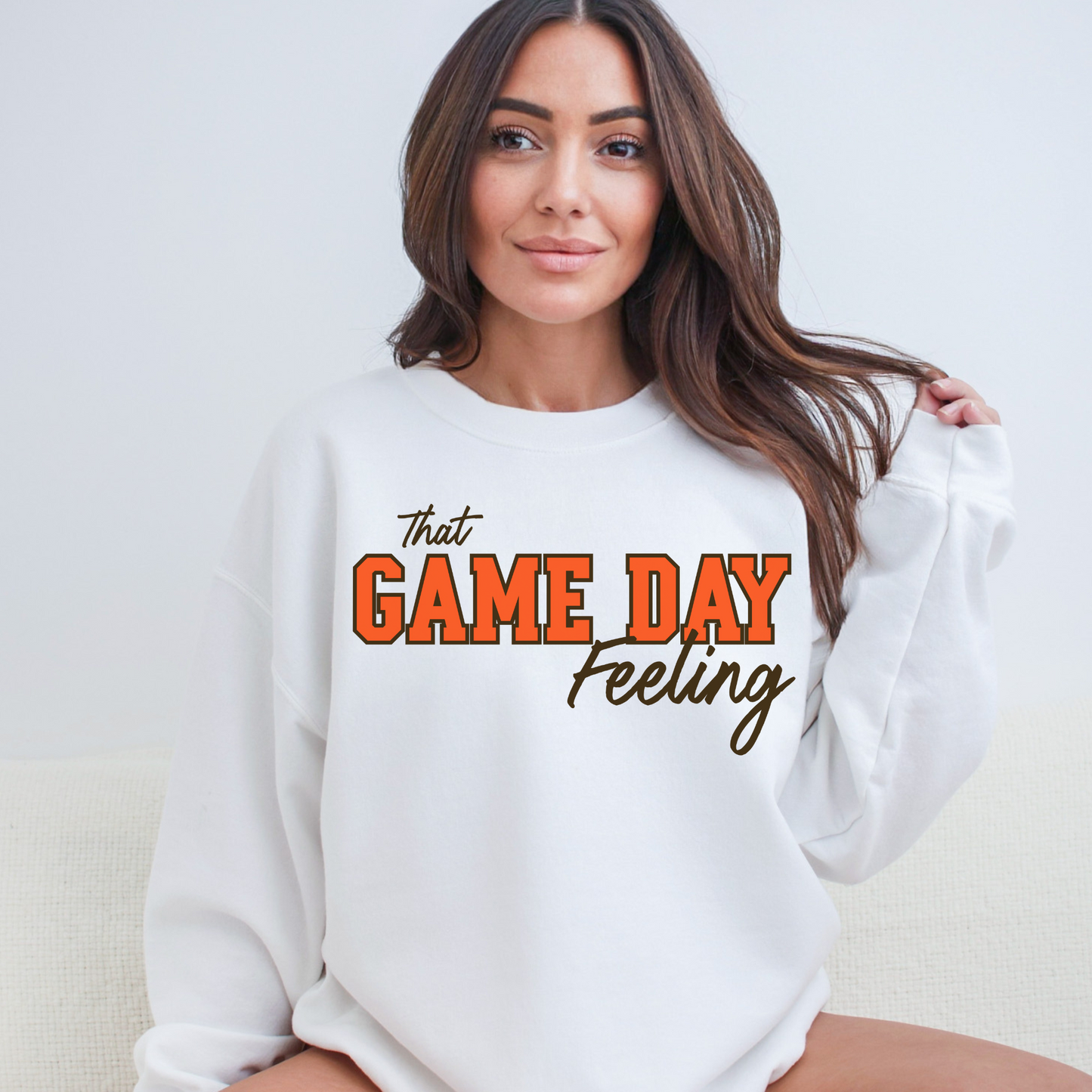 Game Day Feeling Sweatshirt - ORANGE/BROWN