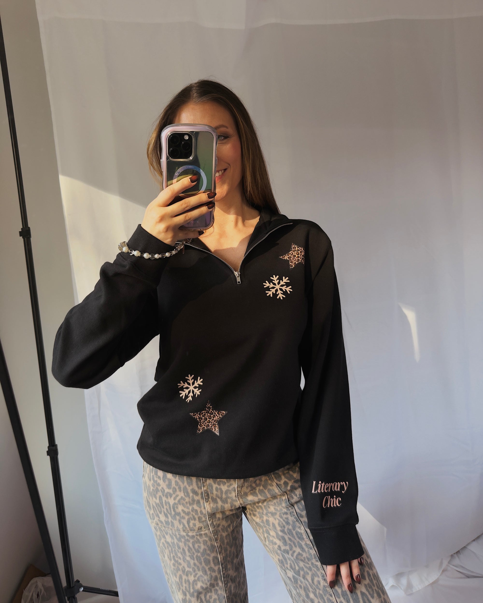 Leopard Stars Quarter Zip