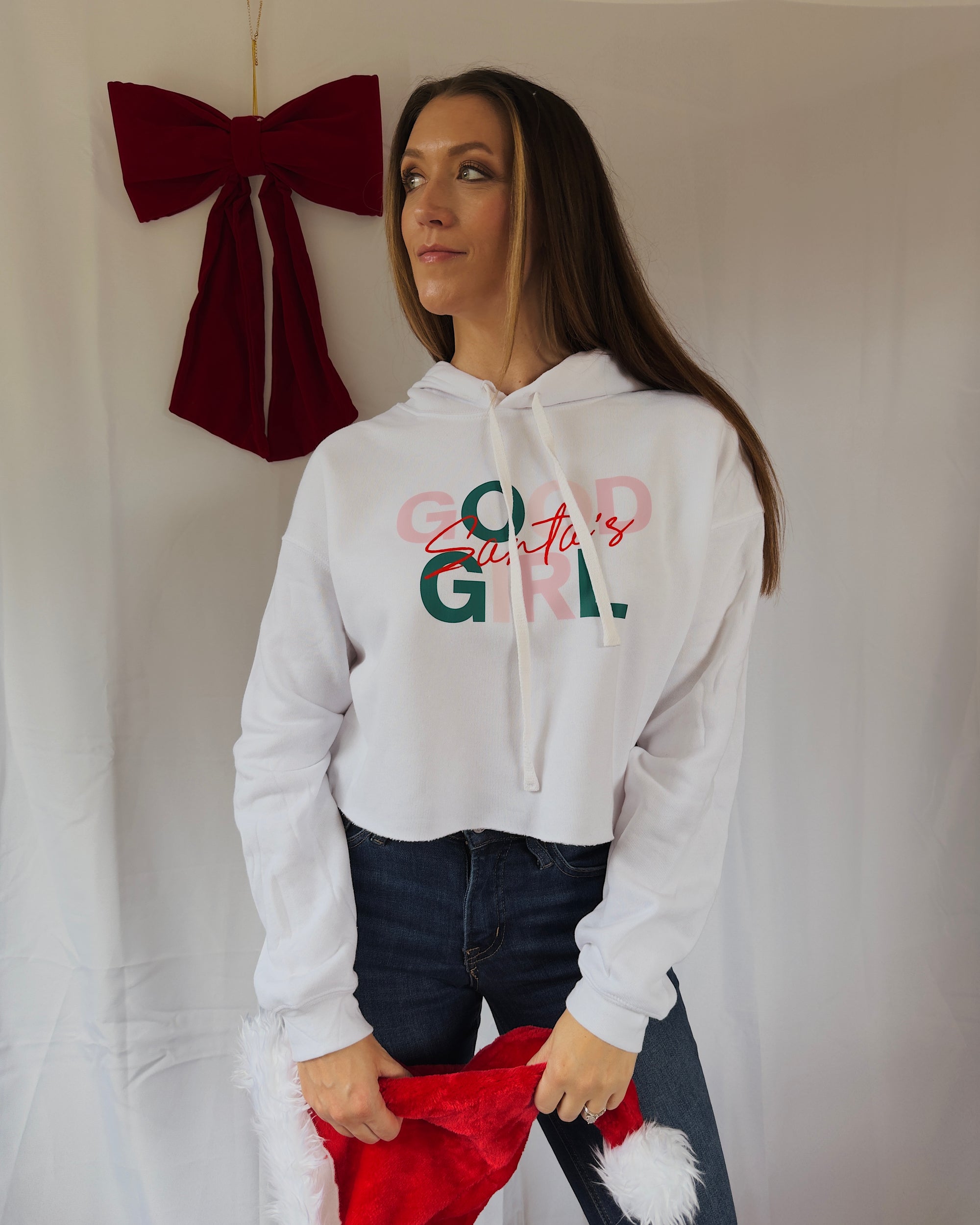 Santa's Good Girl Cropped Hoodie