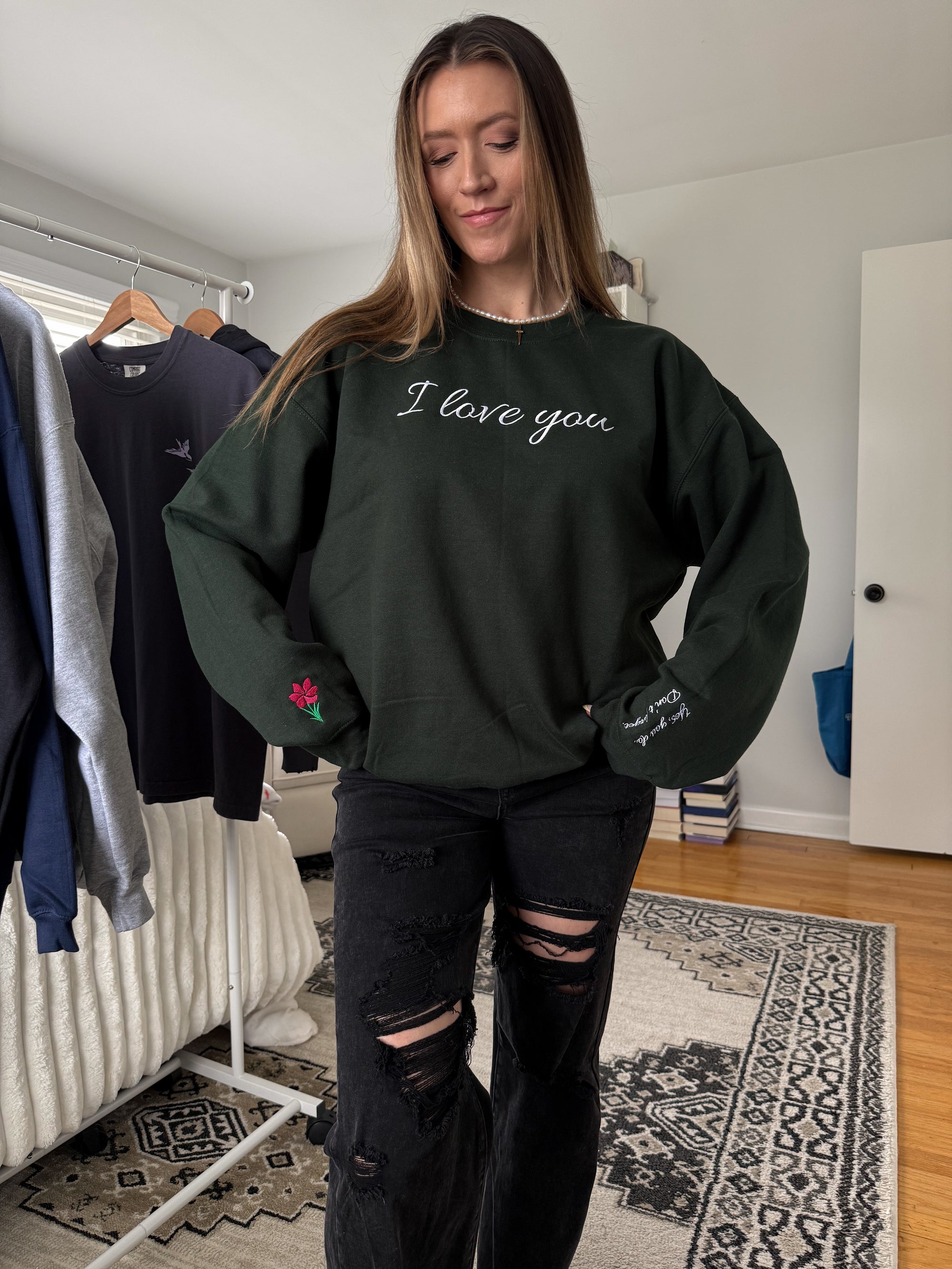 I Love You Embroidered Crewneck