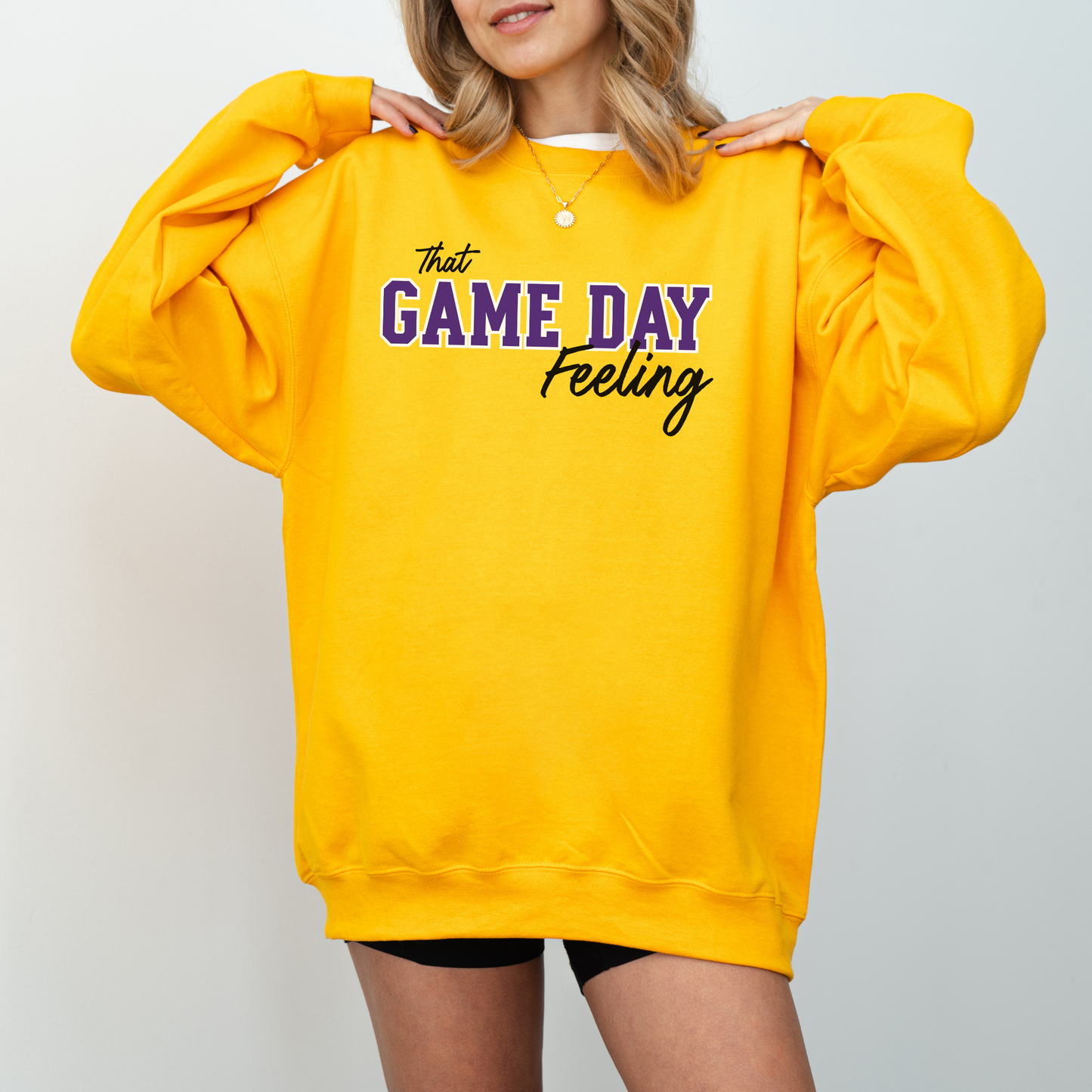 Game Day Feeling Sweatshirt - PURPLE/WHITE