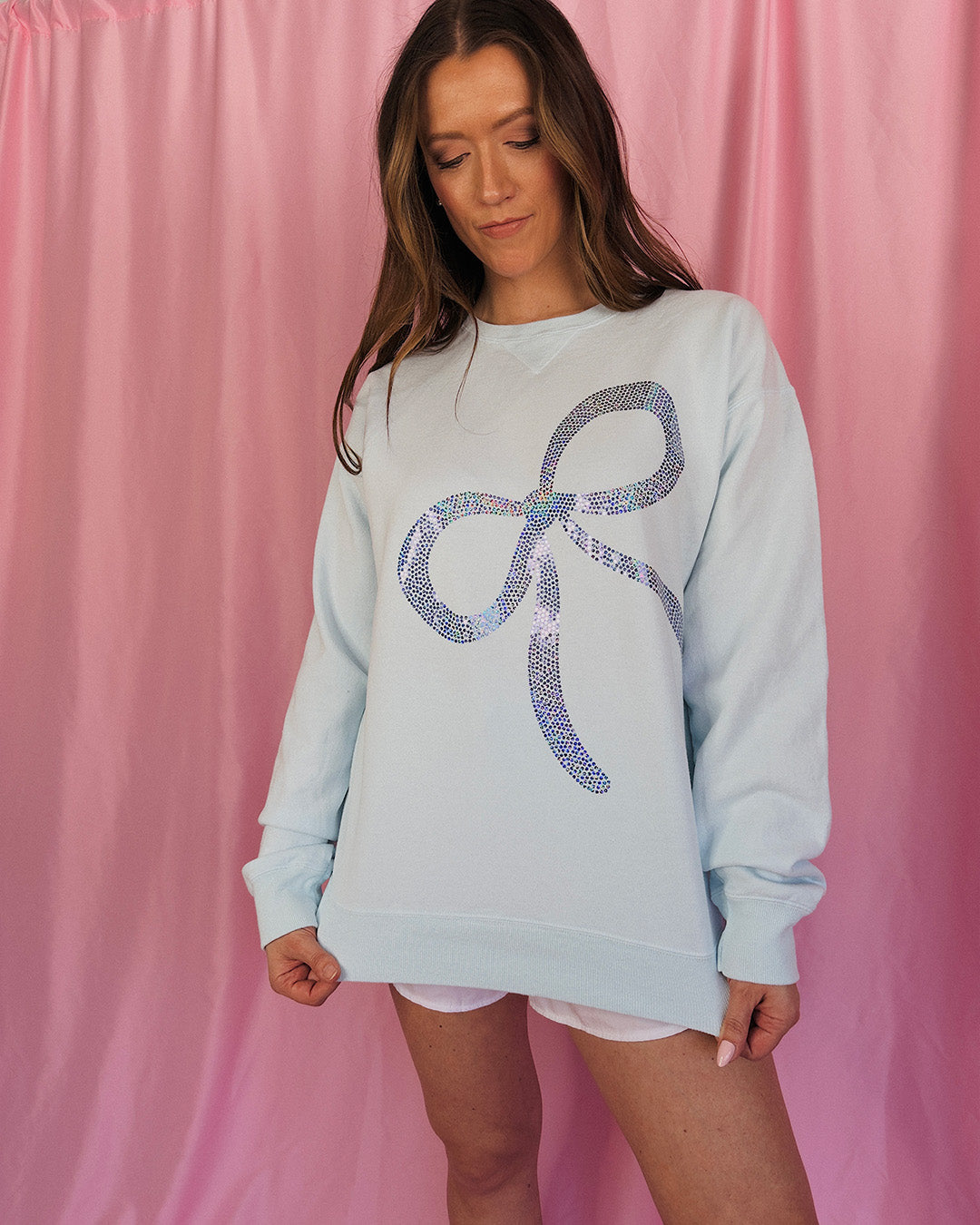 Blue Bow Crewneck