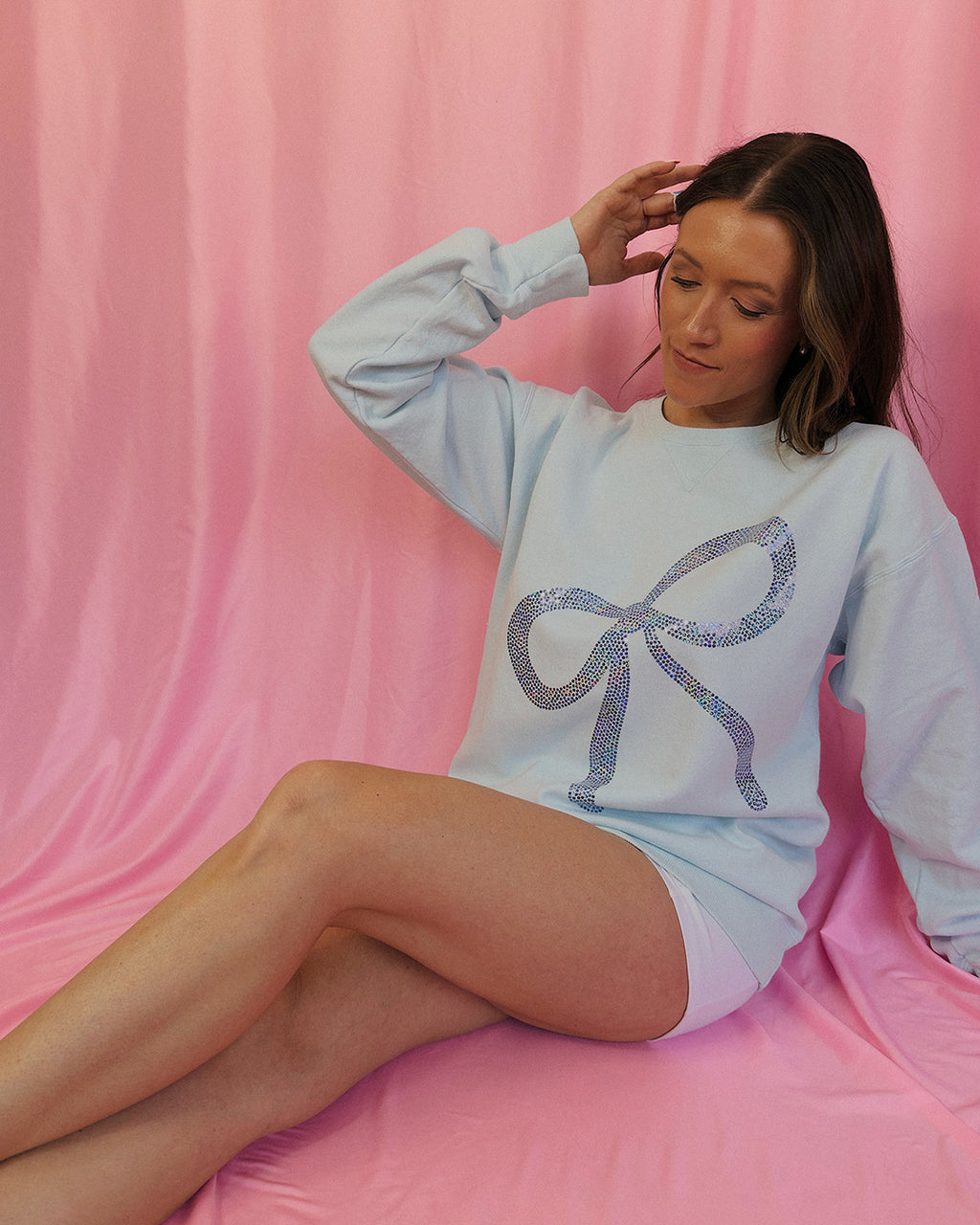 Blue Bow Crewneck