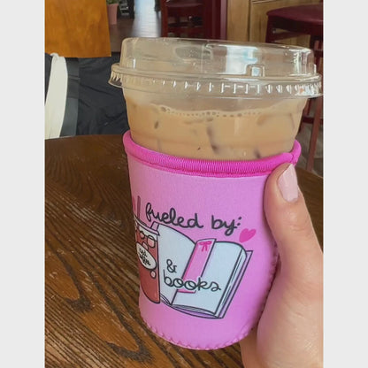 Fueled By Iced Coffee & Books - Iced Coffee Coozie